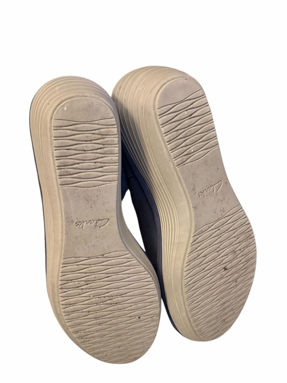 Clarks Reedly Juno Navy Nubuck Platform Wedge Comfort Soft Cushion Sandals 8.5 - Picture 8 of 10